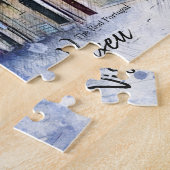 Uit de weg naar Cafe Viseu Portugal Briefkaart Legpuzzel (Zijkant)