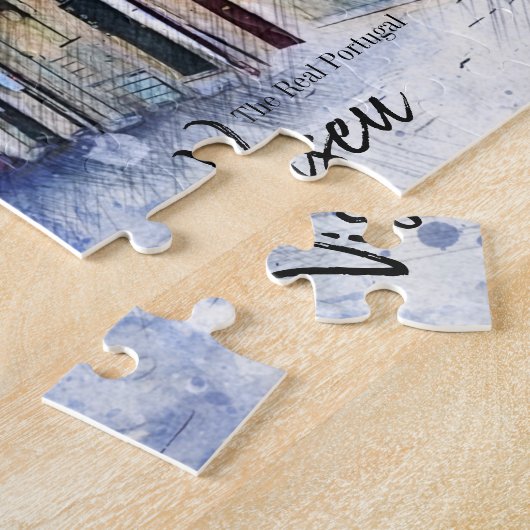 Uit de weg naar Cafe Viseu Portugal Briefkaart Legpuzzel (Zijkant)