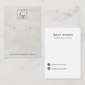 UIT DE WIT-GRAY CONCRETE STUD EARRING DISPLAY-KAAR VISITEKAARTJE (Voorkant / Achterkant)
