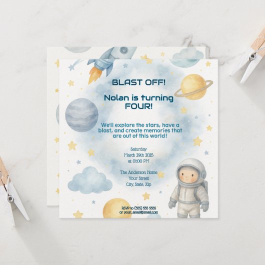 Uit deze kosmische wereld | Ruimtefeest - Verjaard Kaart (Voorkant / Achterkant in situ)