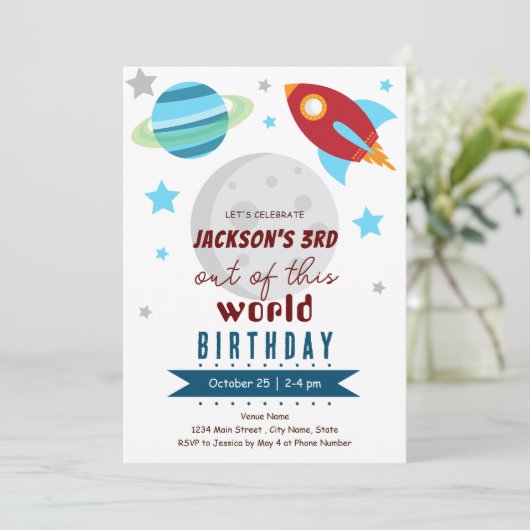 Uit deze wereld 3e verjaardag kaart (Staand voorkant)