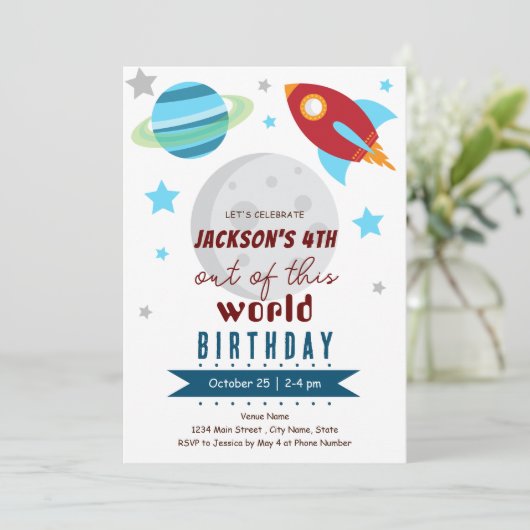 Uit deze wereld 4e verjaardag kaart (Staand voorkant)