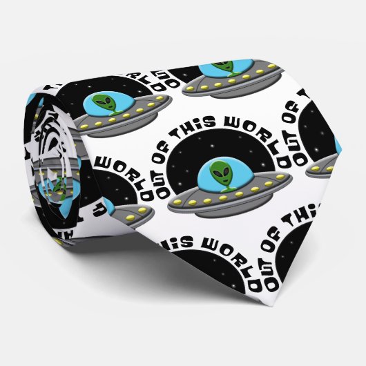Uit deze wereld alien UFO-ruimte Stropdas (Opgerold)