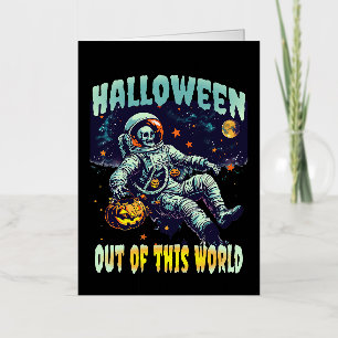 Uit deze wereld Astronaut Pompoen Halloween 2024 Folie Wenskaart