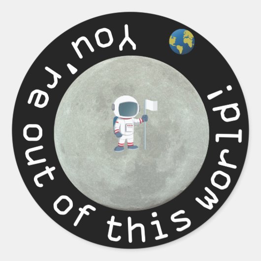 Uit deze wereld astronaut verjaardagsfeest ronde sticker (Voorkant)
