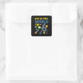 Uit deze wereld ben ik 6 Space Rocket verjaardagsd Vierkante Sticker (Tas)