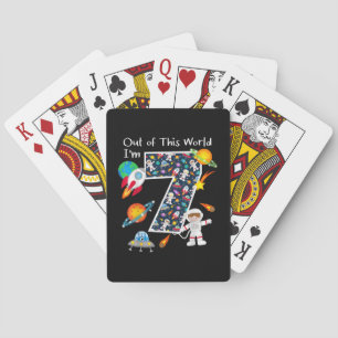 Uit deze wereld ben ik 7 Outer Space 7 jaar oud 7e Pokerkaarten