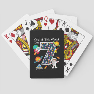 Uit deze wereld ben ik 7 Outer Space 7 jaar oud 7e Pokerkaarten