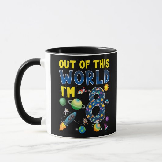 Uit deze wereld ben ik 8 Space Rocket verjaardagsd Mok (Links)
