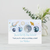 Uit deze wereld blauw melkgoud bedankkaart (Staand voorkant)