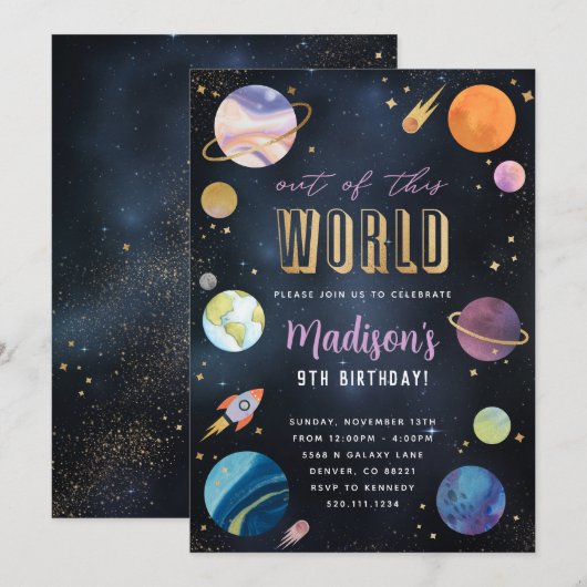 Uit Deze Wereld Galaxy Uitnodiging (Voorkant / Achterkant)