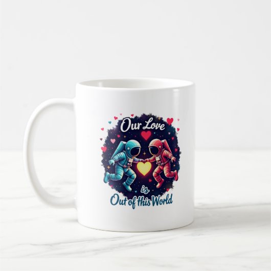 Uit deze wereld houden astronauten van kunst koffiemok (Links)