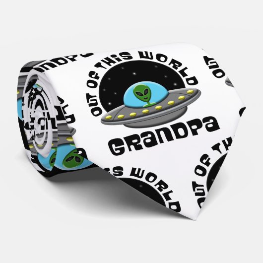 Uit deze wereld opa Alien UFO-ruimte Stropdas (Opgerold)