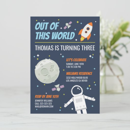 Uit deze wereld Outer Space Kids Verjaardagsfeest Kaart (Staand voorkant)