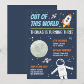 Uit deze wereld Outer Space Kids Verjaardagsfeest Kaart (Voorkant / Achterkant)