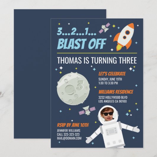 Uit deze wereld Outer Space Kids Verjaardagsfeest Kaart (Voorkant / Achterkant)