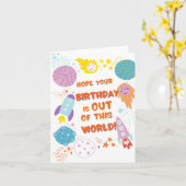 Uit deze wereld Puns Verjaardag Kaart (Gele Bloem)