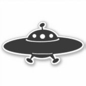 Uit deze wereld: Retro UFO Silhouet Sticker (Voorkant)