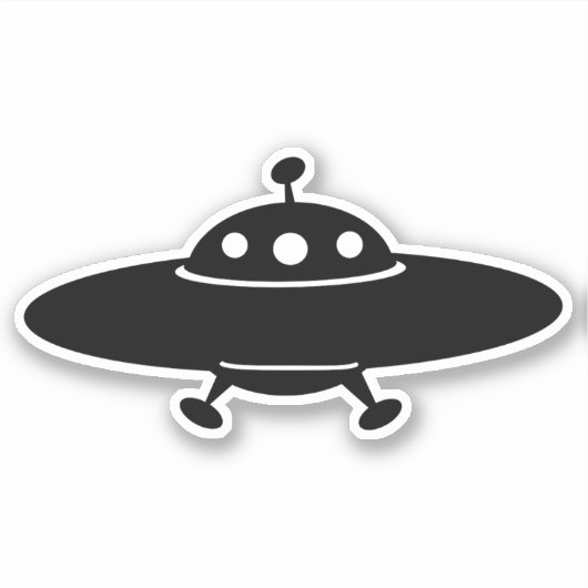 Uit deze wereld: Retro UFO Silhouet Sticker (Voorkant)