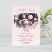 Uit deze wereld roze 1e verjaardag kaart (Staand voorkant)