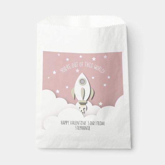 Uit deze wereld ruimte roze klaslokaal Valentijn Bedankzakje (Voorkant)