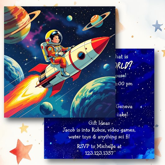 Uit deze Wereld Ruimte Thema Jongen Verjaardag Kaart