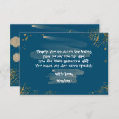 Uit deze wereld ruimte verjaardag bedankkaart (Voorkant / Achterkant)