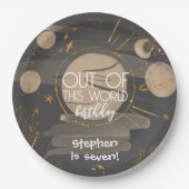 Uit deze wereld ruimte verjaardag papieren bordje (Voorkant)
