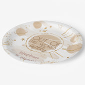 Uit deze wereld ruimte verjaardag papieren bordje (Gekanteld)