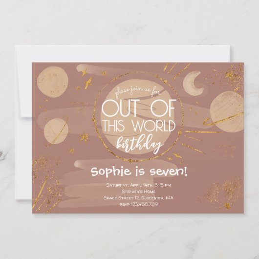 Uit deze wereld ruimte verjaardag Uitnodiging (Voorkant)