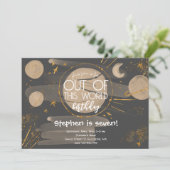 Uit deze wereld ruimte verjaardag Uitnodiging (Staand voorkant)