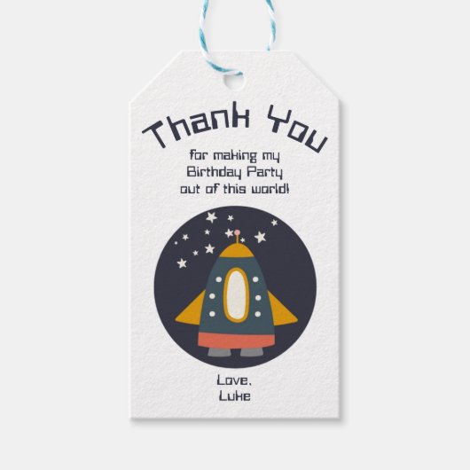 Uit Deze Wereld Ruimtevaartfeest Favor Labels Cadeaulabel (Voorkant)