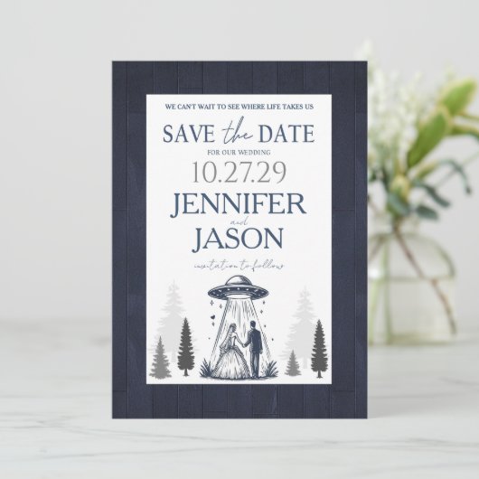 Uit deze wereld save the date (Staand voorkant)