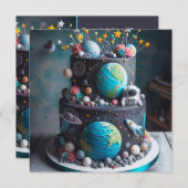 UIT DEZE WERELD SPACE CAKE KINDEREN VERJAARDAG KAART (Voorkant / Achterkant)