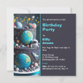 UIT DEZE WERELD SPACE CAKE KINDEREN VERJAARDAG KAART (Achterkant)