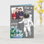 Uit deze wereld Spaceman Vaderdag Foto Kaart (Gele Bloem)