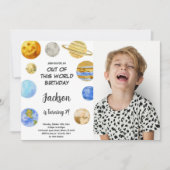 Uit deze wereld verjaardag uitnodiging met foto (Voorkant)