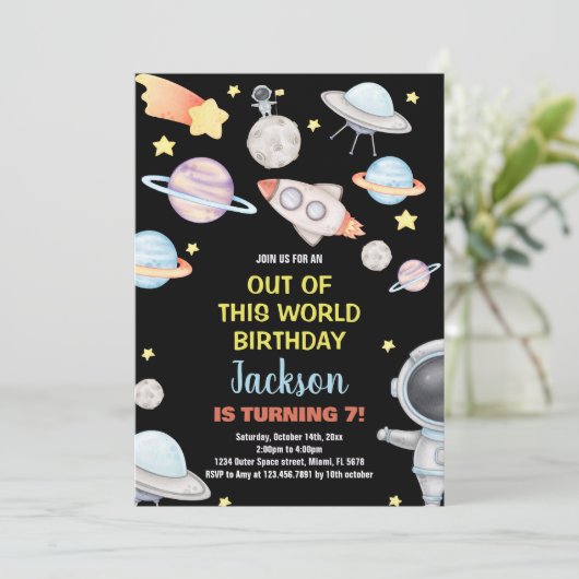 Uit deze wereld verjaardagsuitnodigingen kaart (Staand voorkant)