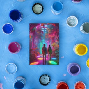 Uit deze Wereld - Virtual Reality Neon Oerwoud Briefkaart