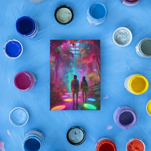 Uit deze Wereld - Virtual Reality Neon Oerwoud Briefkaart