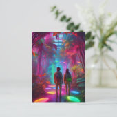 Uit deze Wereld - Virtual Reality Neon Oerwoud Briefkaart (Staand voorkant)