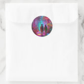 Uit deze Wereld - Virtual Reality Neon Oerwoud Ronde Sticker (Tas)