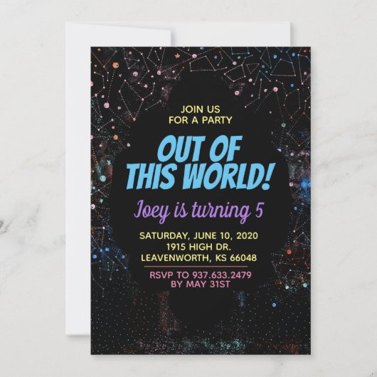 Uit deze World Outerspace Invitation Kaart (Voorkant)