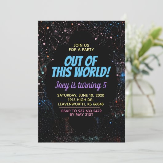 Uit deze World Outerspace Invitation Kaart (Staand voorkant)