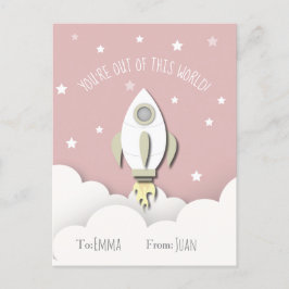 Uit deze World Pink Space Rocket Valentijn Briefkaart