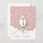 Uit deze World Pink Space Rocket Valentijn Briefkaart (Voorkant / Achterkant)