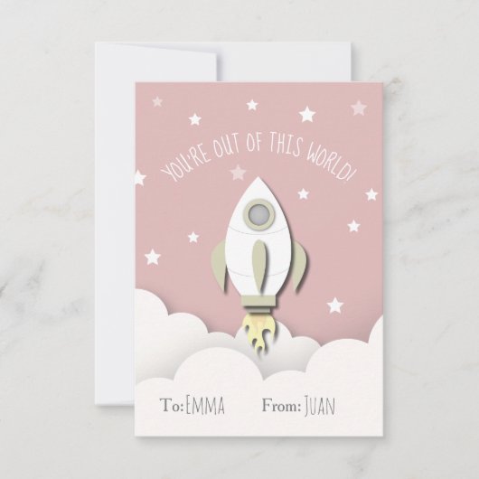 Uit deze World Pink Space Rocket Valentijn Kaart (Voorkant)