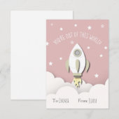 Uit deze World Pink Space Rocket Valentijn Kaart (Voorkant / Achterkant)