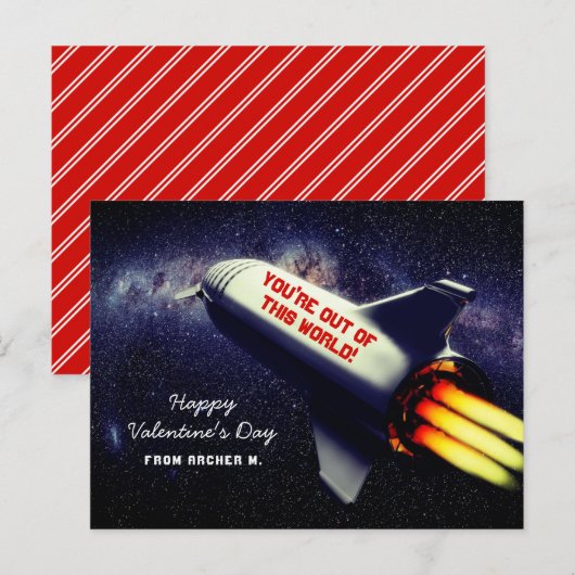 Uit deze World Retro Rocket Kinder Valentijn Feestdagenkaart (Voorkant / Achterkant)