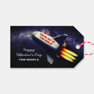 Uit deze World Retro Rocket Kinder Valentijn Gift Cadeaulabel
